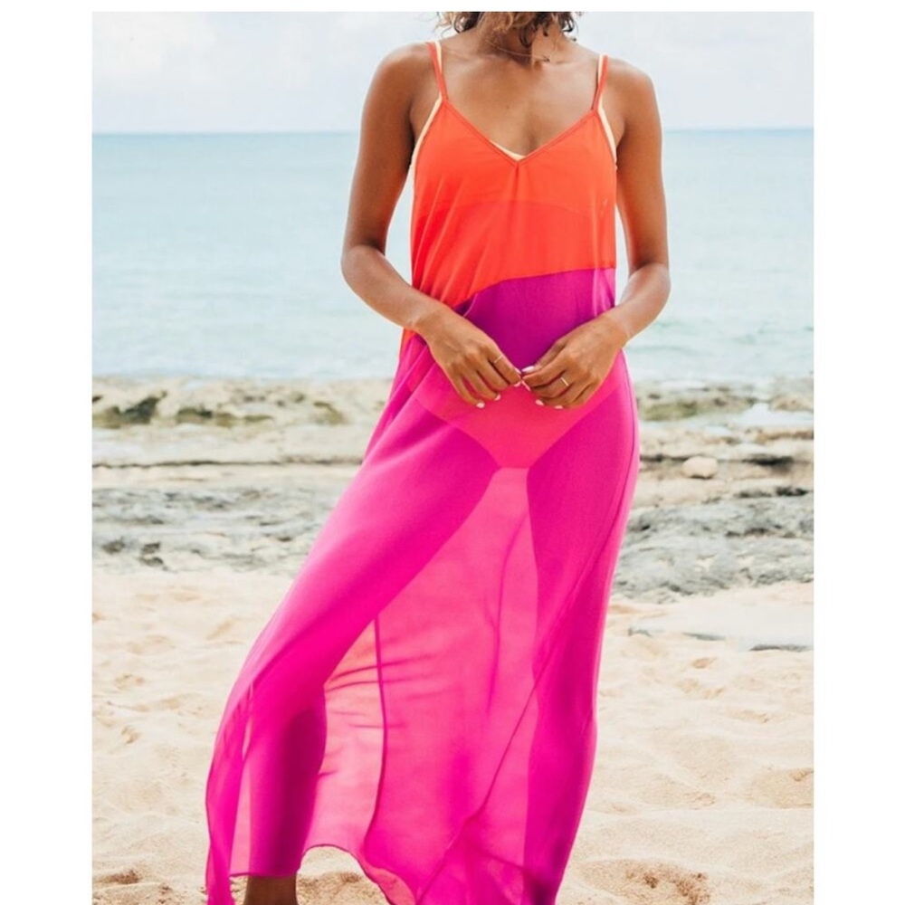Lulu's Bold Pink and Orange Swim Cover-Up